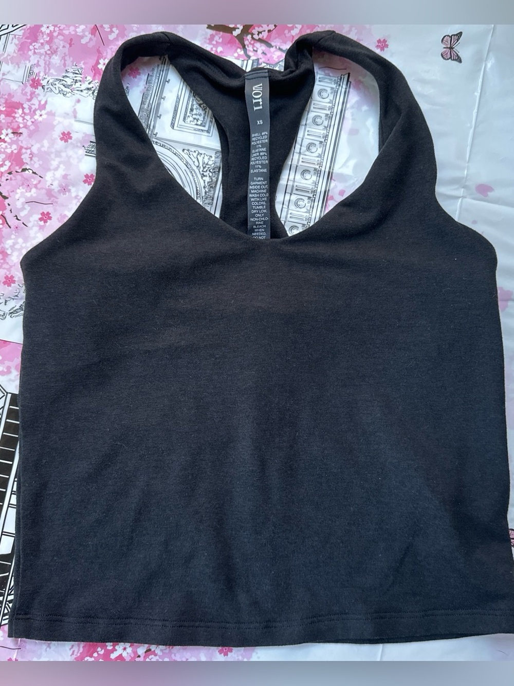 Vuori Black Heather Racerback Tank, size XS